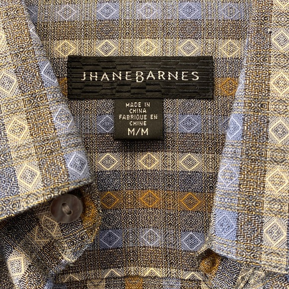 Jhane Barnes Men’s Blue Transpose Patterned Multi-Colored Button-Down Shirt - Picture 5 of 16